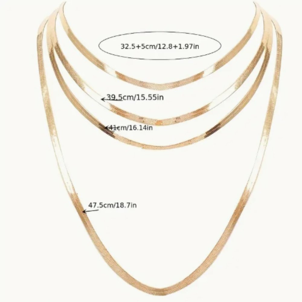 18k Gold Plated Layered Snake Chain Necklace - Picture 5 of 5